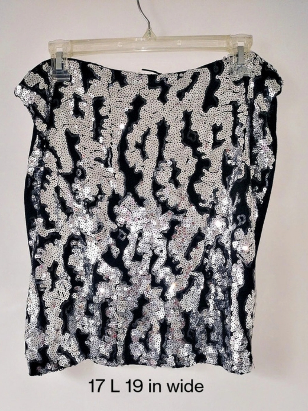 Sequin Animal Print mini skirt in Black & Silver Like New